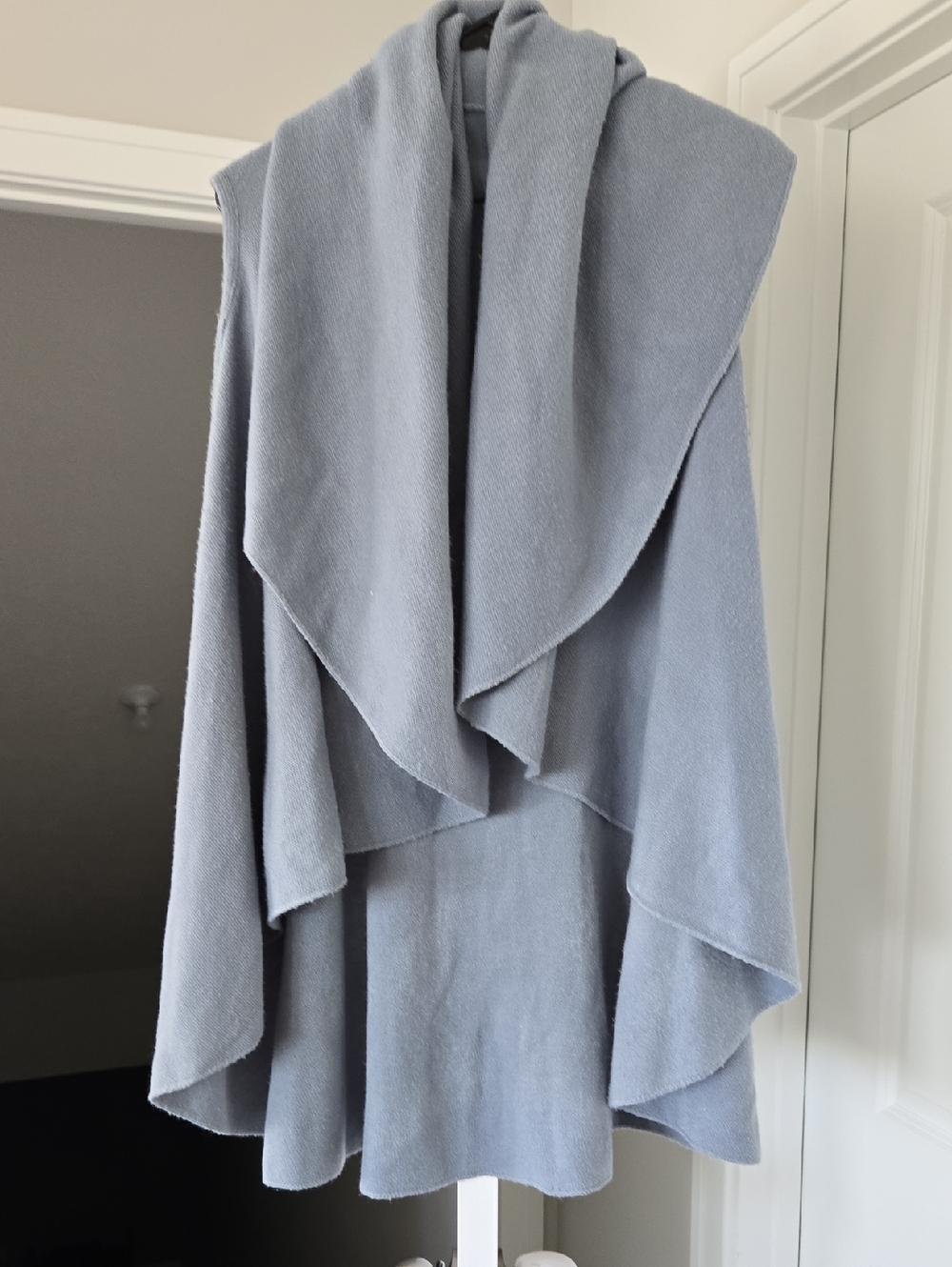 Soft Light Gray Draped Shawl Cardigan